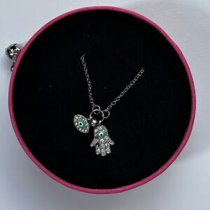 Hamsa Hand and Evil Eye Pendant Necklace Jewelry with Turquoise